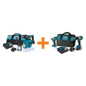 Makita 18V LXT Li-Ion 1 in. Brushless SDS-Plus Rotary Hammer Drill Kit 5.0Ah with bonus 18V LXT Brushless 2-Pc. Combo Kit 5.0Ah