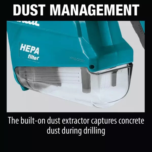 Makita 1 in. AVT Rotary Hammer Accepts SDS-PLUS Bits with HEPA Dust Extractor 3-Mode Variable Speed Case (D-Handle)