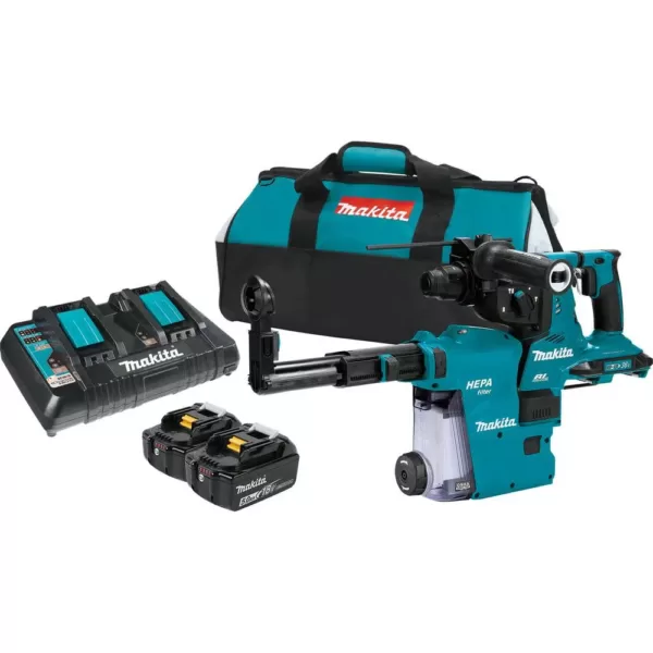 Makita 18-Volt X2 LXT 36-Volt 1-1/8 in. Brushless Cordless AVT Rotary Hammer Kit with HEPA Dust Extractor 5.0 Ah