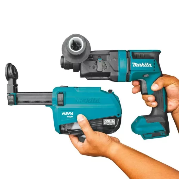 Makita 18-Volt 11/16 in. LXT Lithium-Ion Brushless AVT SDS-Plus Rotary Hammer Kit with HEPA Dust Extractor AWS Capable 5.0 Ah