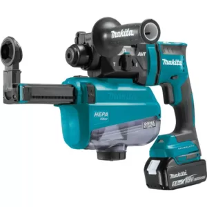 Makita 18-Volt 11/16 in. LXT Lithium-Ion Brushless AVT SDS-Plus Rotary Hammer Kit with HEPA Dust Extractor AWS Capable 5.0 Ah