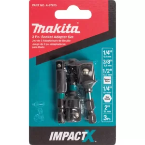 Makita ImpactX 2 in. Modified S2 Steel Socket Adapter Set (3-Pack)