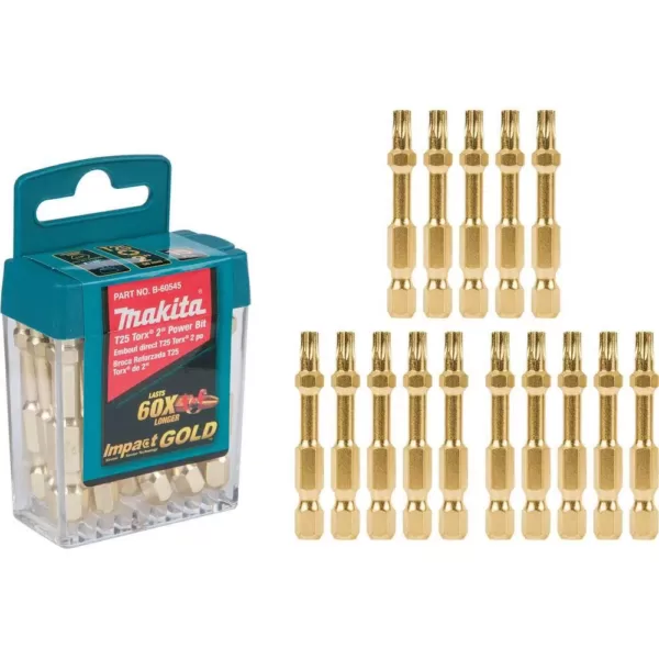 Makita Impact GOLD T25 2 in. Power Bit Tic Tac (15-Piece)