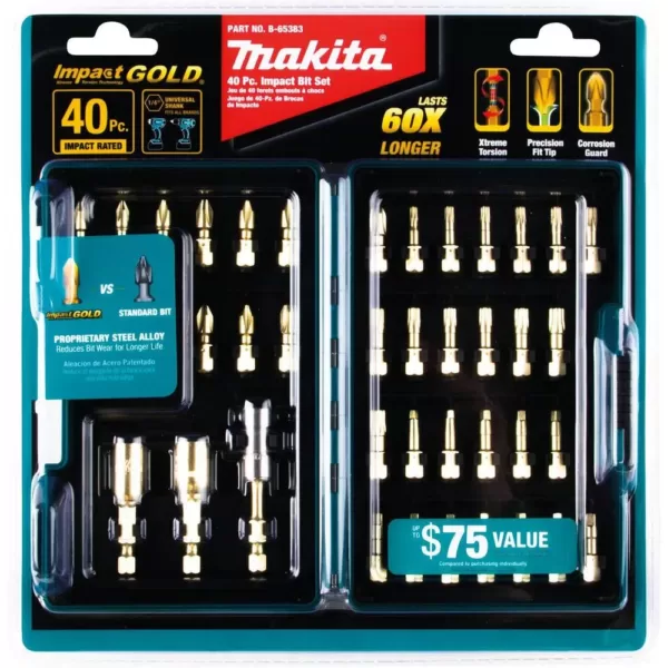 Makita Impact Gold Drive Bit Set (40-Piece)