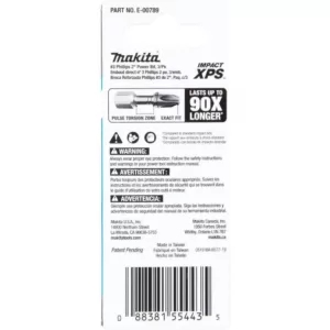 Makita Impact XPS #3 Phillips 2 in. Power Bit (3-Pack)