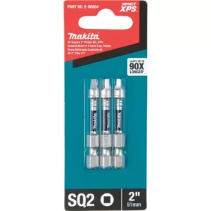 Makita Impact XPS #2 Square 2 in. Power Bit (3-Pack)