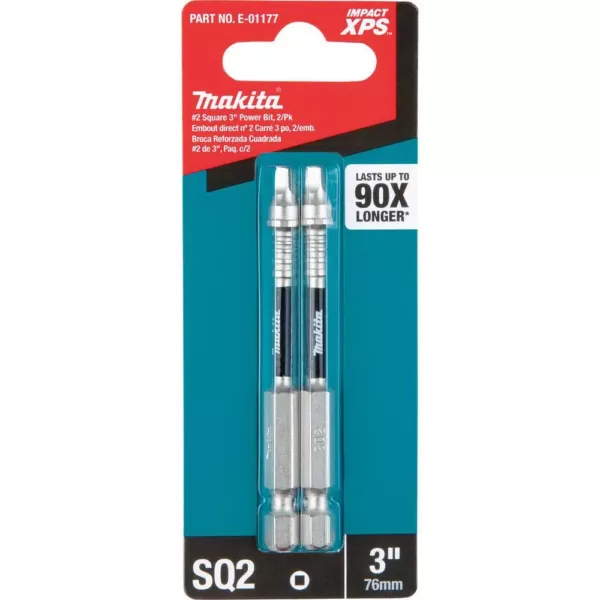 Makita IMPACT XPS #2 Square 3 in. Power Bit (2-Pack)