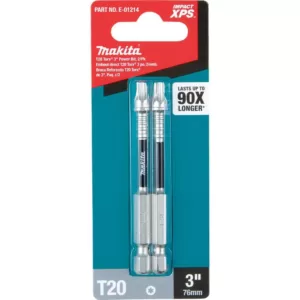 Makita IMPACT XPS T20 Torx 3 in. Power Bit (2-Pack)