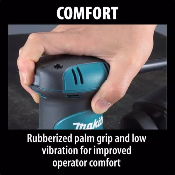 Makita 3 Amp 5 in. Corded Palm Grip Random Orbital Sander with Dust Bag, Hard Case