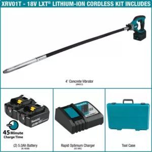 Makita 18-Voltt 5.0Ah LXT Lithium-Ion Cordless 4 ft. Concrete Vibrator Kit