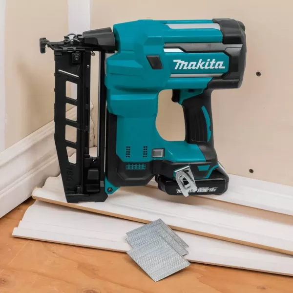 Makita 2-1/2 in. 18-Volt 16-Gauge LXT Lithium-Ion Cordless Straight Finish Nailer Kit (2.0 Ah)