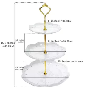 MALACASA 3-Tiered White Cupcake Tower Stand Porcelain Tiered Serving Stand Round Dessert Stand