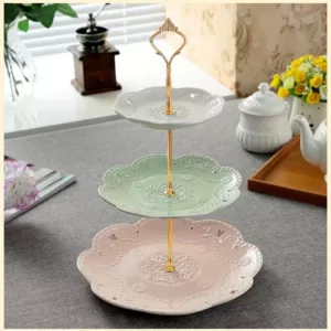 MALACASA 3-Tiered Assorted Colors Cupcake Tower Stand Porcelain Round Tiered Serving Stand