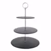 MALACASA 3-Tier Black Cupcake Tower Stand Slate Tiered Serving Stand Round Dessert Display Stand