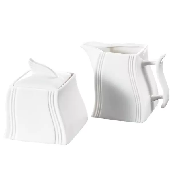 MALACASA 4.75-In White Porcelain Creamer Jug Sugar Jar (Set of 2)