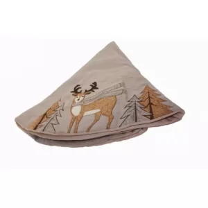 Manor Luxe 56 in. Cozy Reindeer Christmas Tree Skirt