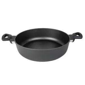 MasterPan Modern Series 5 qt. Cast Aluminum Nonstick Saute Pan in Black with Glass Lid