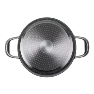 MasterPan Granite Ultra 5 qt. Cast Aluminum Nonstick Stock Pot in Black with Glass Lid