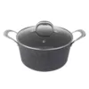 MasterPan Granite Ultra 5 qt. Cast Aluminum Nonstick Stock Pot in Black with Glass Lid