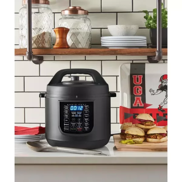 Magic Chef 9-in-1 6 Qt. Matte Black Electric Multi-Cooker with Recipe Book