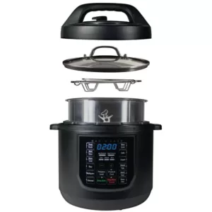 Magic Chef 9-in-1 6 Qt. Matte Black Electric Multi-Cooker with Recipe Book