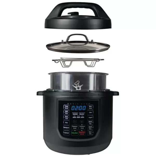 Magic Chef 9-in-1 6 Qt. Matte Black Electric Multi-Cooker with Recipe Book