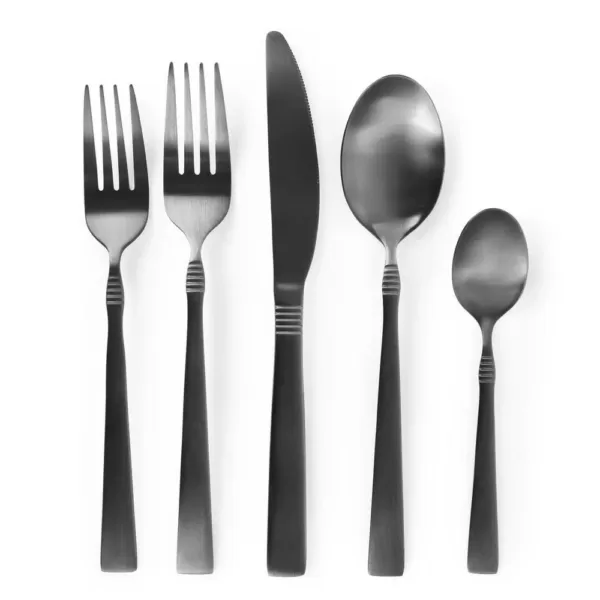 MegaChef Cravat 20-Piece Matte Black Flatware Utensil Set, 18/10 Stainless Steel Silverware Metal (Service for 4)