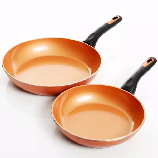 Gibson Home Hummington 2-Piece Aluminum Ceramic Nonstick Frying Pan Set in Metallic Copper