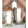 LITTON LANE 10 in. Aluminum Antler and Glass Hurricane Candle Holder