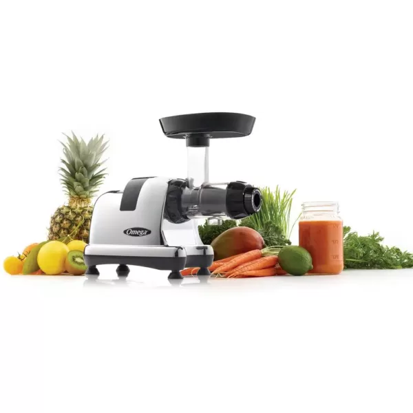 Omega Horizontal Slow Masticating Nutrition Center Chrome Juicer