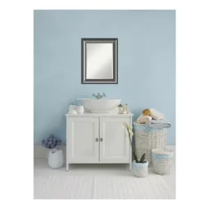 Amanti Art Quicksilver 24 in. W x 30 in. H Framed Rectangular Beveled Edge Bathroom Vanity Mirror in Metallic Silver