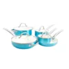 Oster Montecielo 9-Piece Aluminum Nonstick Cookware Set in Metallic Turquoise