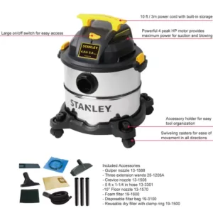 Stanley 5 Gal. 4.0 Peak HP Wet/Dry Vac