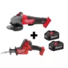 Milwaukee M18 FUEL 18-Volt 4-1/2 in./5 in. Brushless Cordless Grinder w/ Paddle Switch & M18 FUEL Hackzall w/ Two 6.0Ah Batteries