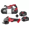 Milwaukee M18 FUEL 18-Volt 4-1/2 in./5 in. Lithium-Ion Brushless Cordless Grinder with Paddle Switch with Bandsaw and Batteries