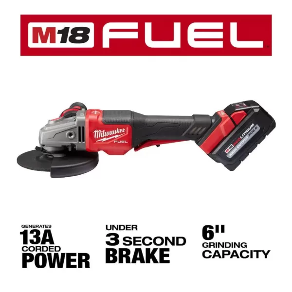 Milwaukee M18 FUEL 18-Volt Lithium-Ion Brushless Cordless 4-1/2 in./6 in. Grinder with Paddle Switch Kit and One 6.0 Ah Battery