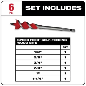 Milwaukee Auger Speed Feed Wood Bit Set (6-Piece)