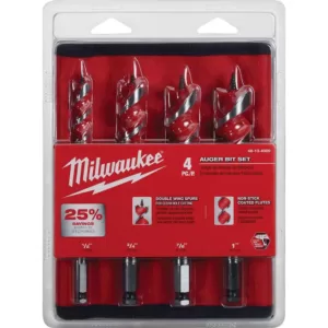 Milwaukee Spur Auger Wood Drilling Bit Set (4-Piece)