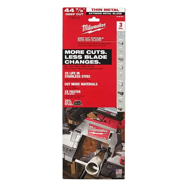 Milwaukee 44-7/8 in. 12/14 TPI Metal Deep Cut Portable Extreme Metal Cutting Band Saw Blade (3-Pack)