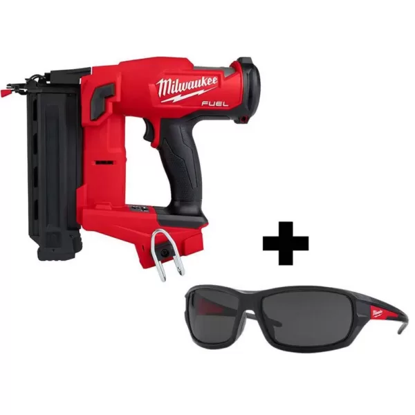 Milwaukee M18 FUEL 18-Volt 18-Gauge Lithium-Ion Brushless Cordless Gen II Brad Nailer and Tinted Performance Safety Glasses