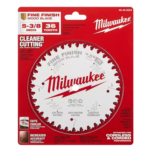 Milwaukee 5-3/8 in. x 36-Tooth Fine Finish Circular Saw Blade