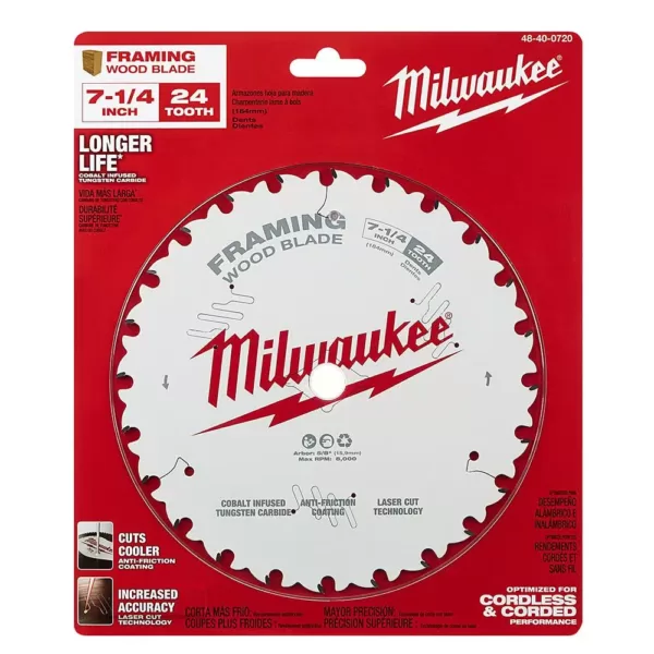 Milwaukee 7-1/4 in. x 24-Tooth Framing Circular Saw Blade