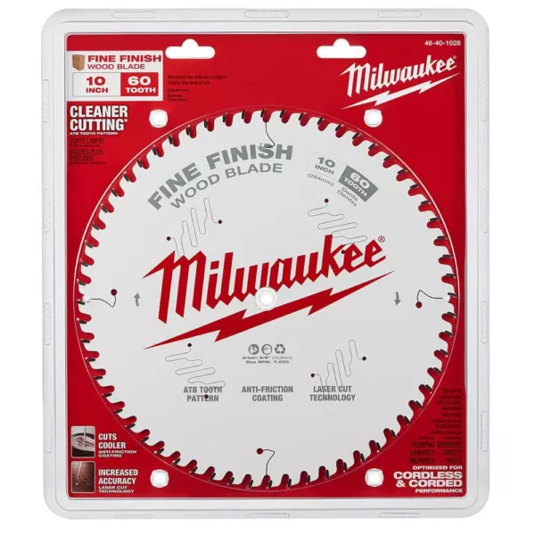 Milwaukee 10 in. x 60-Tooth Fine Finish Circular Saw Blade