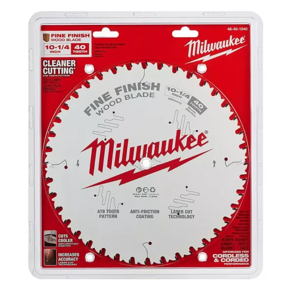 Milwaukee 10-1/4 in. x 40-Tooth Fine Finish Circular Saw Blade