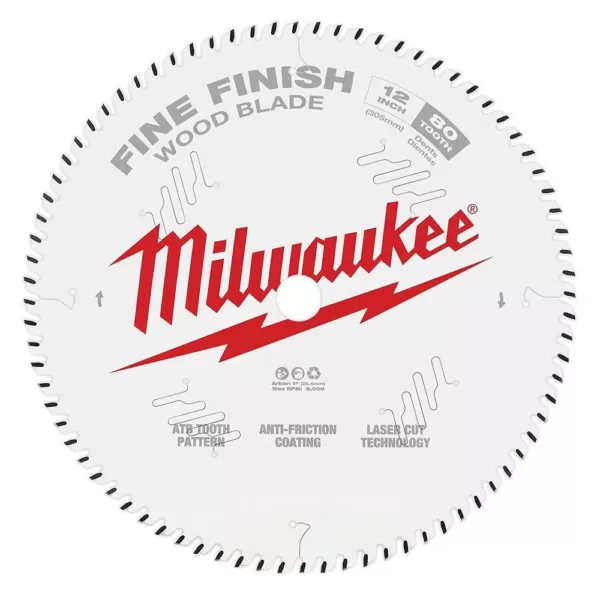 Milwaukee 12 in. x 80-Tooth Fine Finish Circular Saw Blade