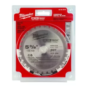 Milwaukee 5-3/8 in. x 30 Teeth Ferrous and 5-3/8 in. x 50 Teeth Non-Ferrous Metal Cutting Circular Saw Blade Set (2-Pack)