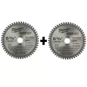 Milwaukee 5-3/8 in. x 30 Teeth Ferrous and 5-3/8 in. x 50 Teeth Non-Ferrous Metal Cutting Circular Saw Blade Set (2-Pack)