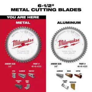 Milwaukee 6-1/2 in. x 48 Carbide Teeth Metal Cutting Circular Saw Blade