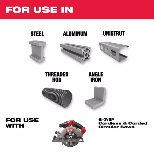 Milwaukee 6-7/8 in. x 36 Carbide Teeth Metal Cutting Circular Saw Blade