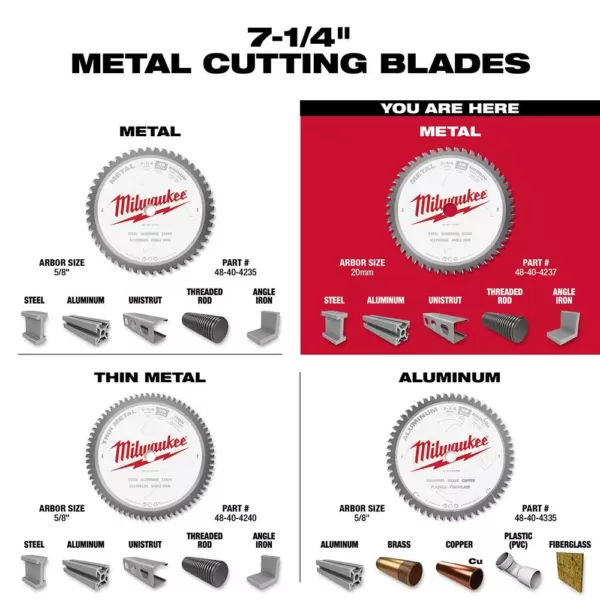 Milwaukee 7-1/4 in. x 48 Carbide Teeth Metal Cutting Circular Saw Blade